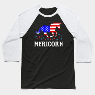 Mericorn American Flag Unicorn 4th Of July Baseball T-Shirt